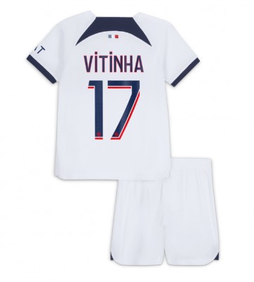 Paris Saint-Germain Vitinha Ferreira #17 Borta Kläder Barn 2023-24 Kortärmad (+ Korta byxor)